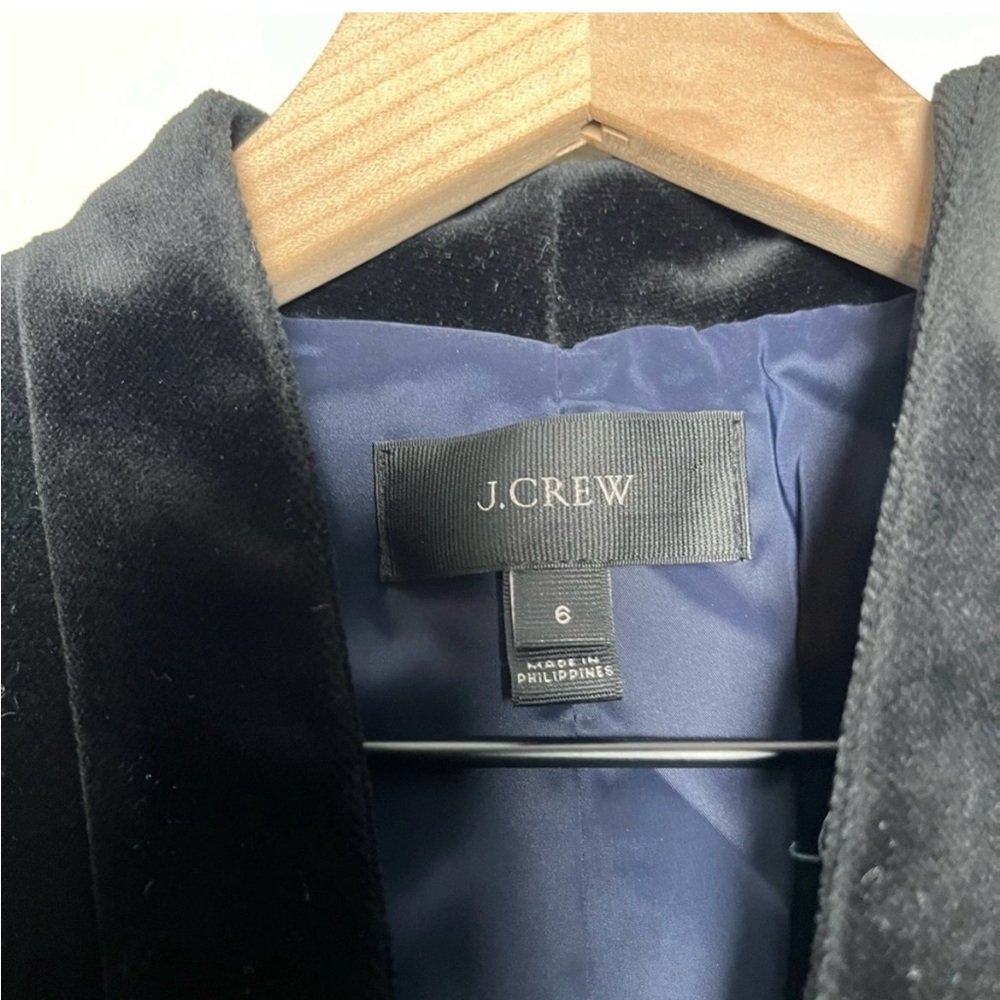 J. Crew Black Velour Women's Blazer Jacket Open Front Broadway Velvet - Picture 5 of 6